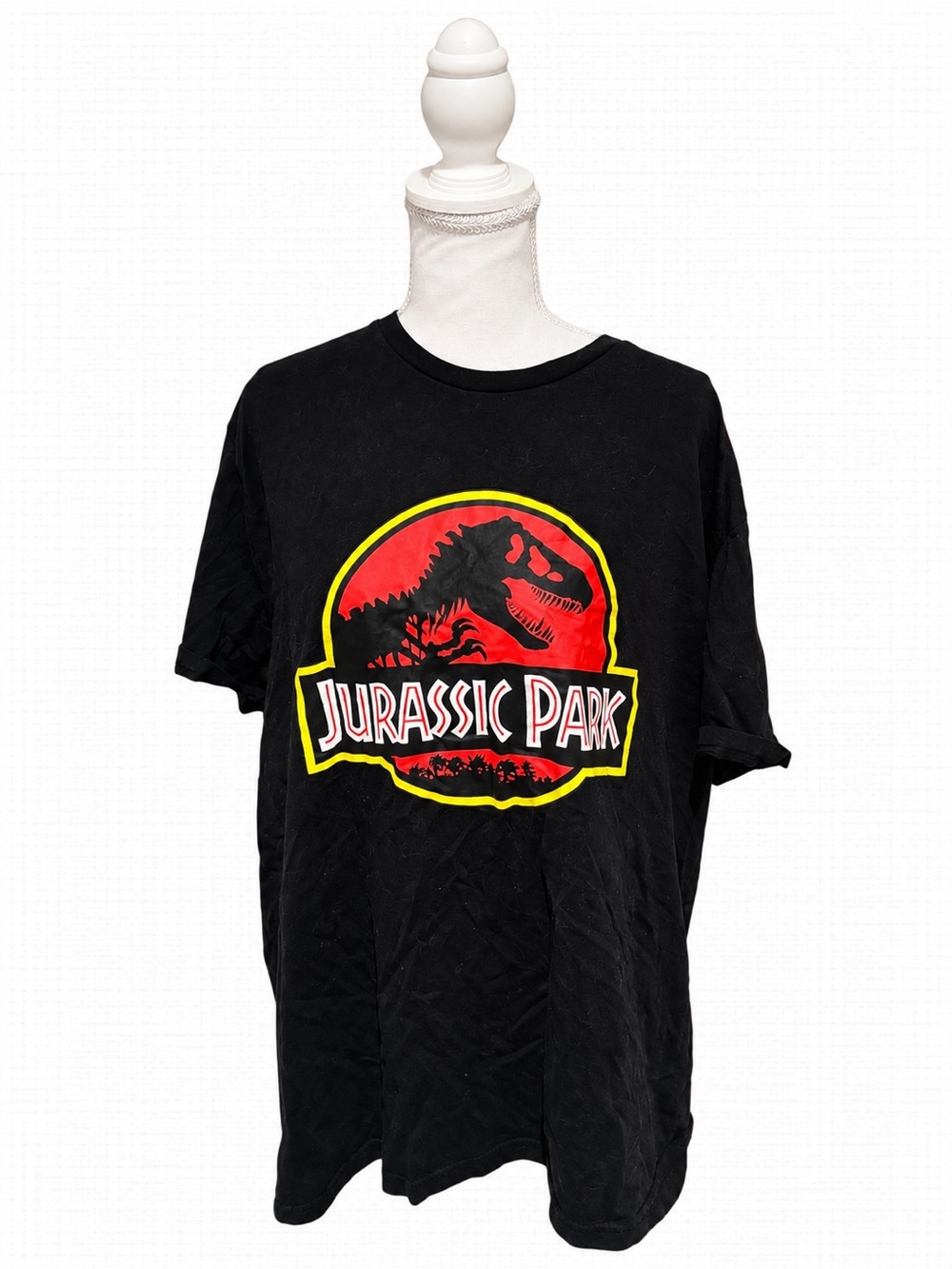 Jurassic Park T-Rex Logo Black Graphic T-Shirt Men’s XL 100% Cotton